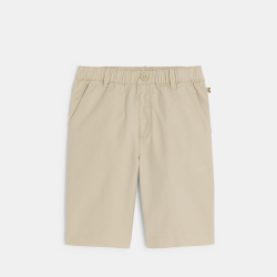 شورت برمودا من قماش سادة باللون البيج للأولاد